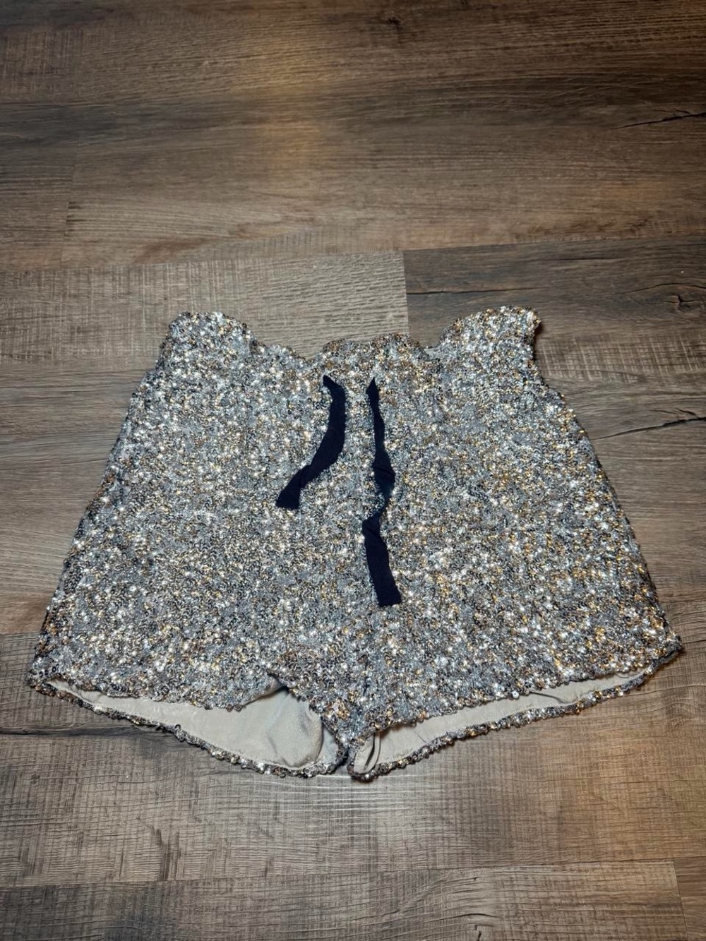 Sparkly Sequin Shorts Party Night Club Pockets High Waisted Cooperative S